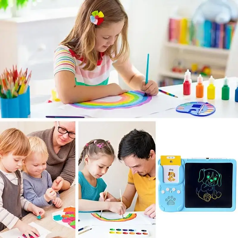 Talking Flash Cards 2-in-1 Language Learning Toys Educational Audible Flash Cards Interactive Words Reading Machine With Drawing