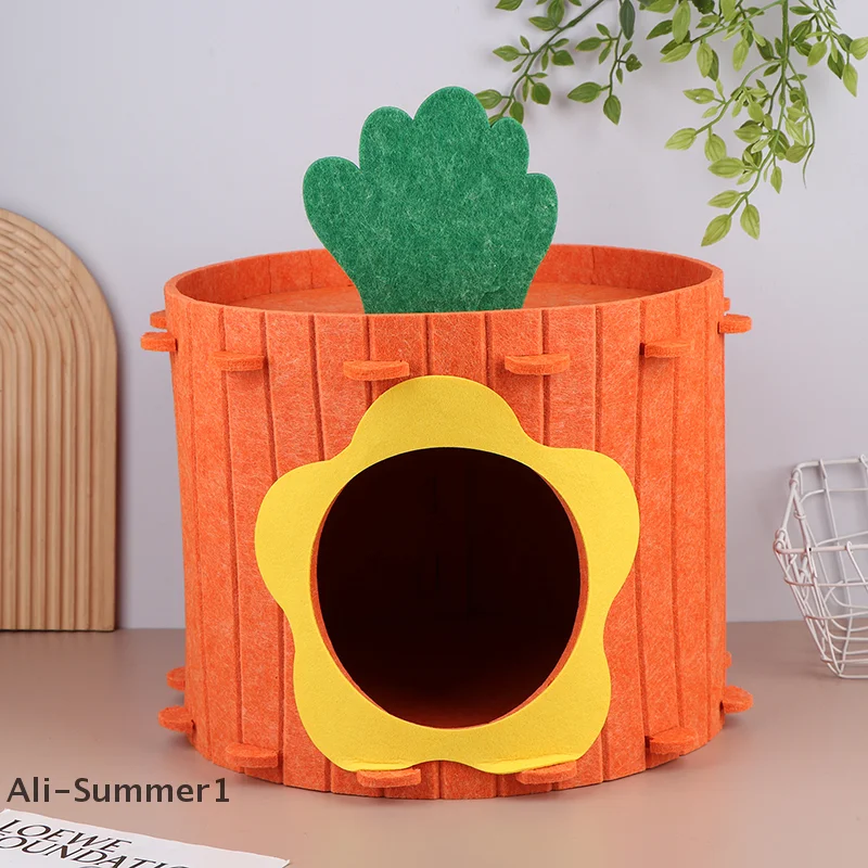【E】قفص القطط، عش القطط، لوح خدش للقطط، 2 في 1، فيلا للحيوانات الأليفة مقاومة للاهتراء وغير القشرة #3