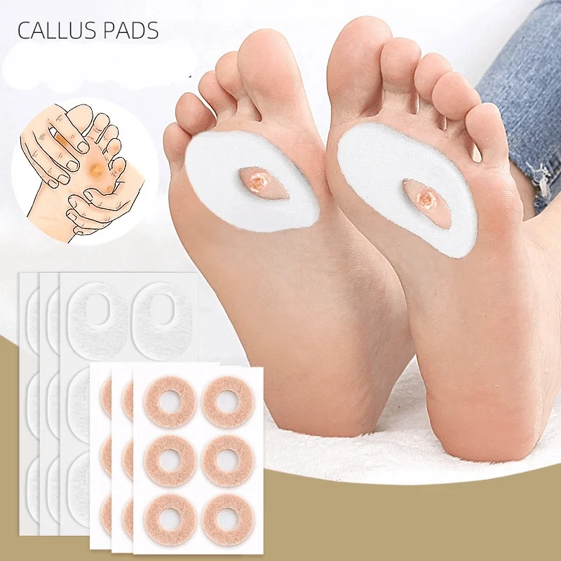 6/12/18Pcs Callus Cushions Pads for Bottom of Foot Round Corn Cushions Pads for Feet Soft Adhesive Felt Corn Pads for Ball Side