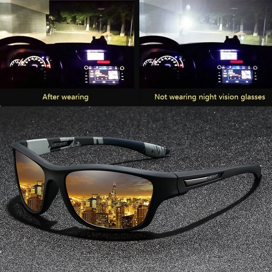 Fashion Vintage Sports Run Unisex Night Vision Glasses Reduce Visual Fatigue Lenses Anti-Glare Anti reflective UV400 Eyewear