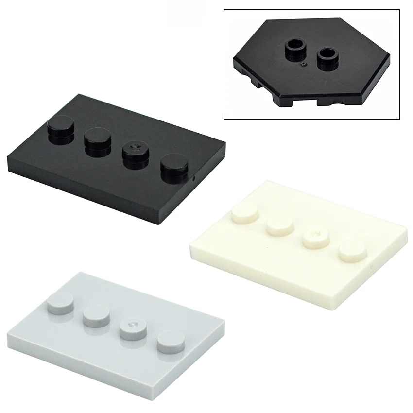 20Pcs Assemble Particles 88646 17836 Tile 3x4 With 4 Studs Plate MOC Parts Thin Building Blocks Changeover Catch Bricks Kid Toys