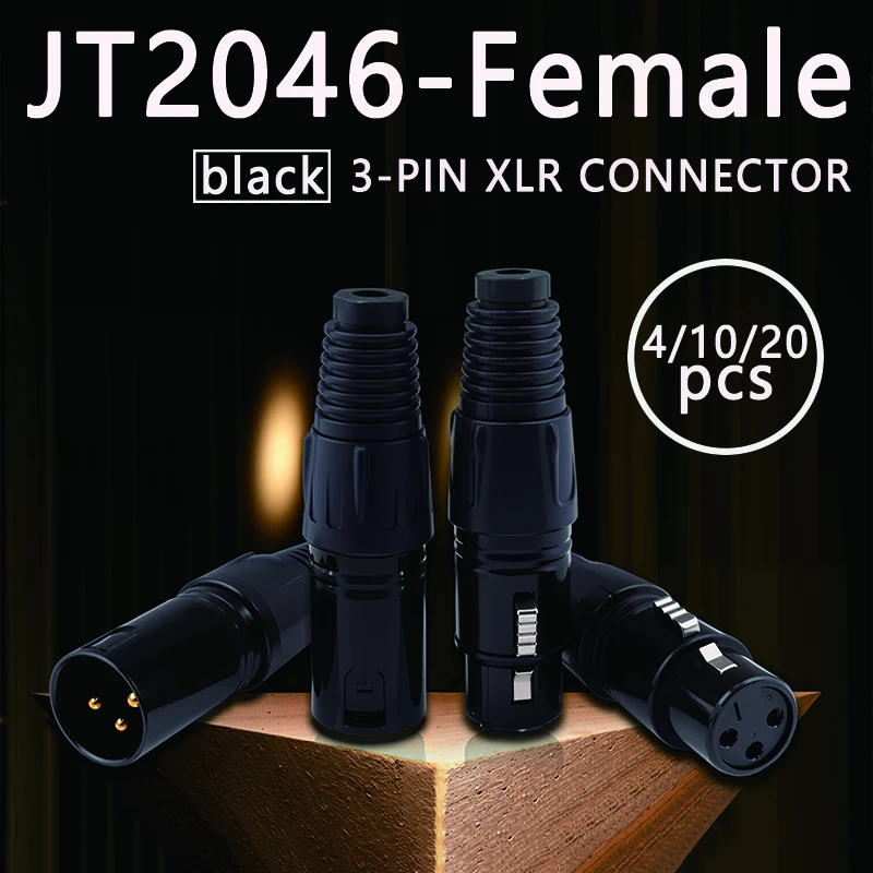 

4/10/20pcs XLR DMX 3 Pin Male&Female MIC Plug Audio Microphone Cable Connector for Mixer and Speaker Wiring Balanced Audio Plug