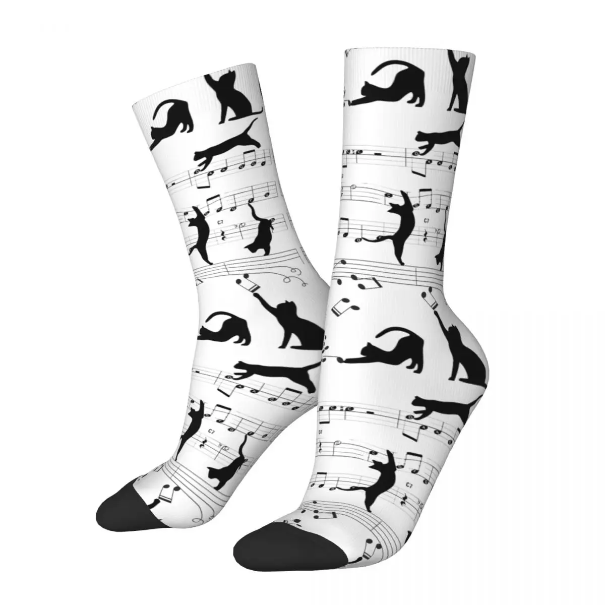 Cats Socks Notes Piano Gothic Stockings Spring Anti Skid Men Socks Comfortable Design Outdoor Socks