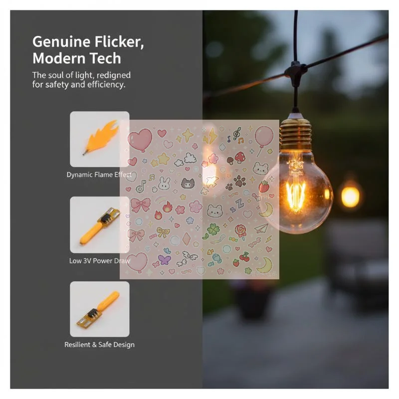 1/5/10Pcs DC3V LED Flickering Flame Edison Filament Diode DIY Candle Bulb Birthday Party Decor For DIY Light Bulb Accessories