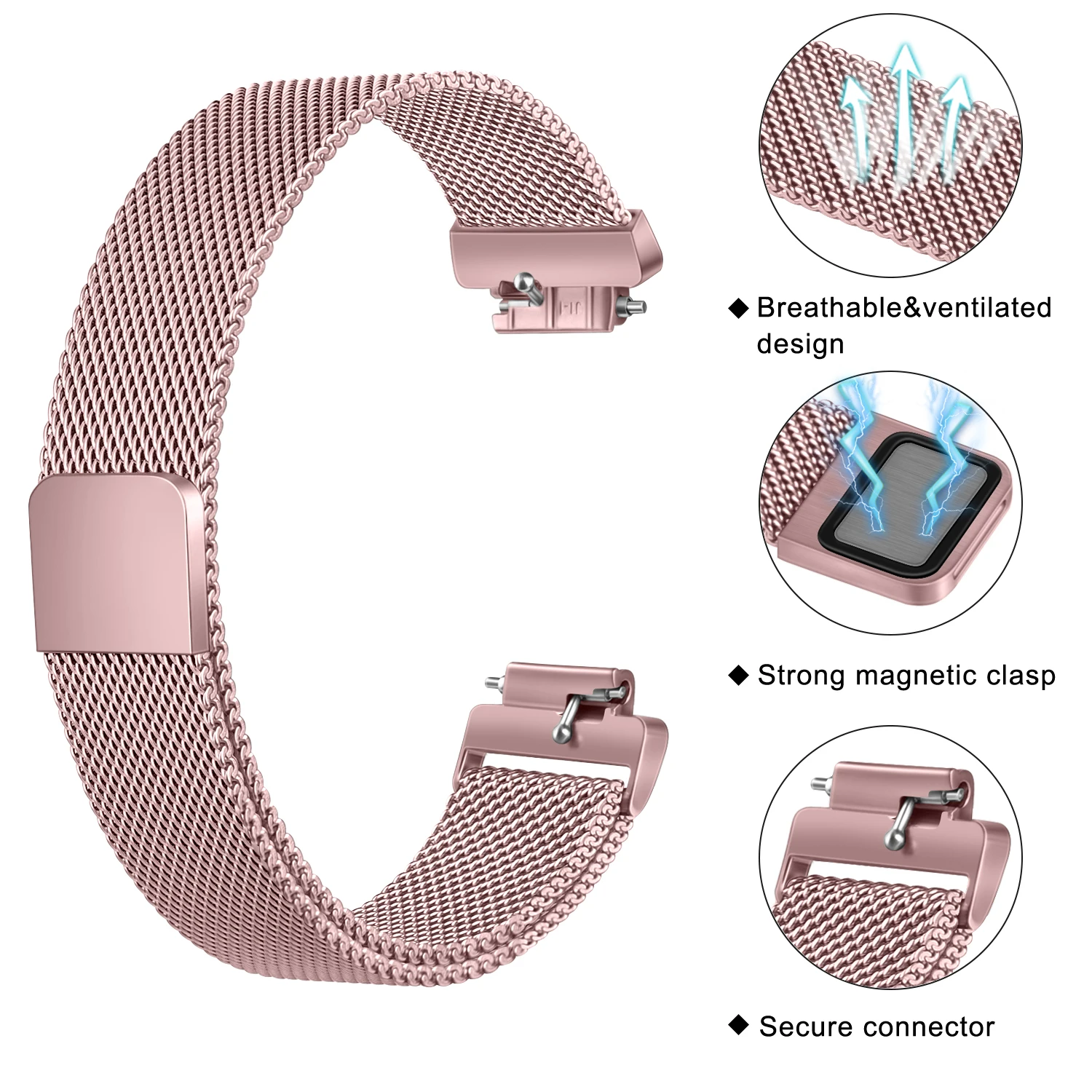 ل Fitbit إلهام 2 الفرقة حزام أسورة ساعة ذكية المعادن المغناطيسي Milanese معصمه استبدال ل Fitbit إلهام 2 العصابات