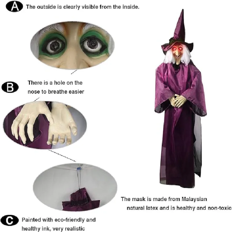 Hanging Ghost Witch Horror Pendant Cloth Voice-activated Costume Party Haunted House Decoration Room Escape Prop