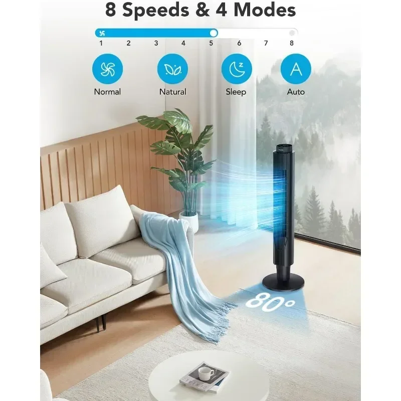 GoveeLife Smart Tower Fan 2023 Upgraded, 42 Inch WiFi with Aromatherapy and Temp Sensor, Oscillating 8 Speeds 4 Modes