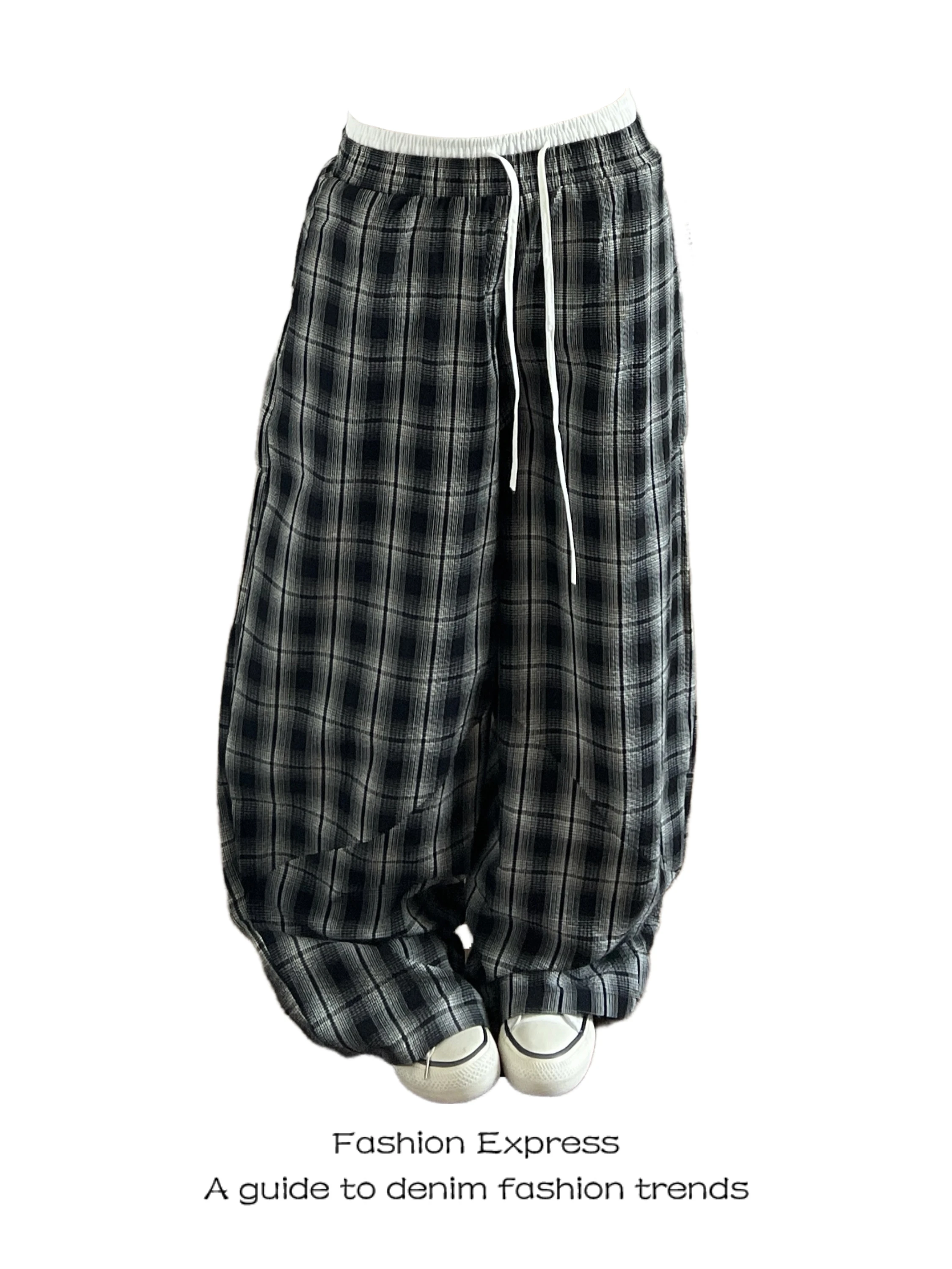 

Женские повседневные брюки с двойным поясом, свободного кроя, в американском стиле, с широкими штанинами, на шнурке, для весны и осени, прямые, в пол