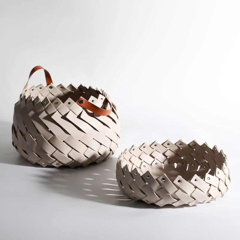 

Light luxury simple leather fruit basket living room courtyard high-end fruit plate home entrance creative hedgehog storage