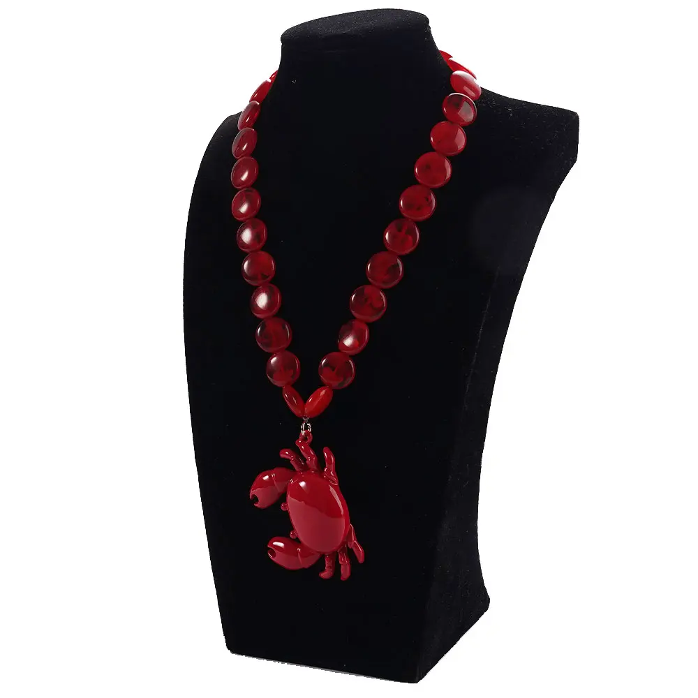 

WealthyBoo Red Crab Pendant Necklace Ocean Style Summer Beadwork Charm Party Jewelry Hip-Hop Accessory Wedding Accessories