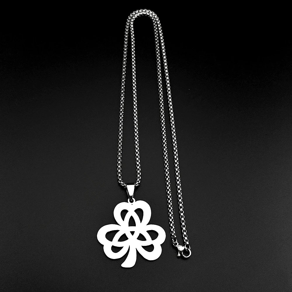 Irischer Glücksklee-Keltischer Knoten Kette für Damen und Herren Edelstahl Goldfarben Dreifaltigkeits-Schamrock Amulett St. Patrick's Day Geschenk Schmuck – Detail 8