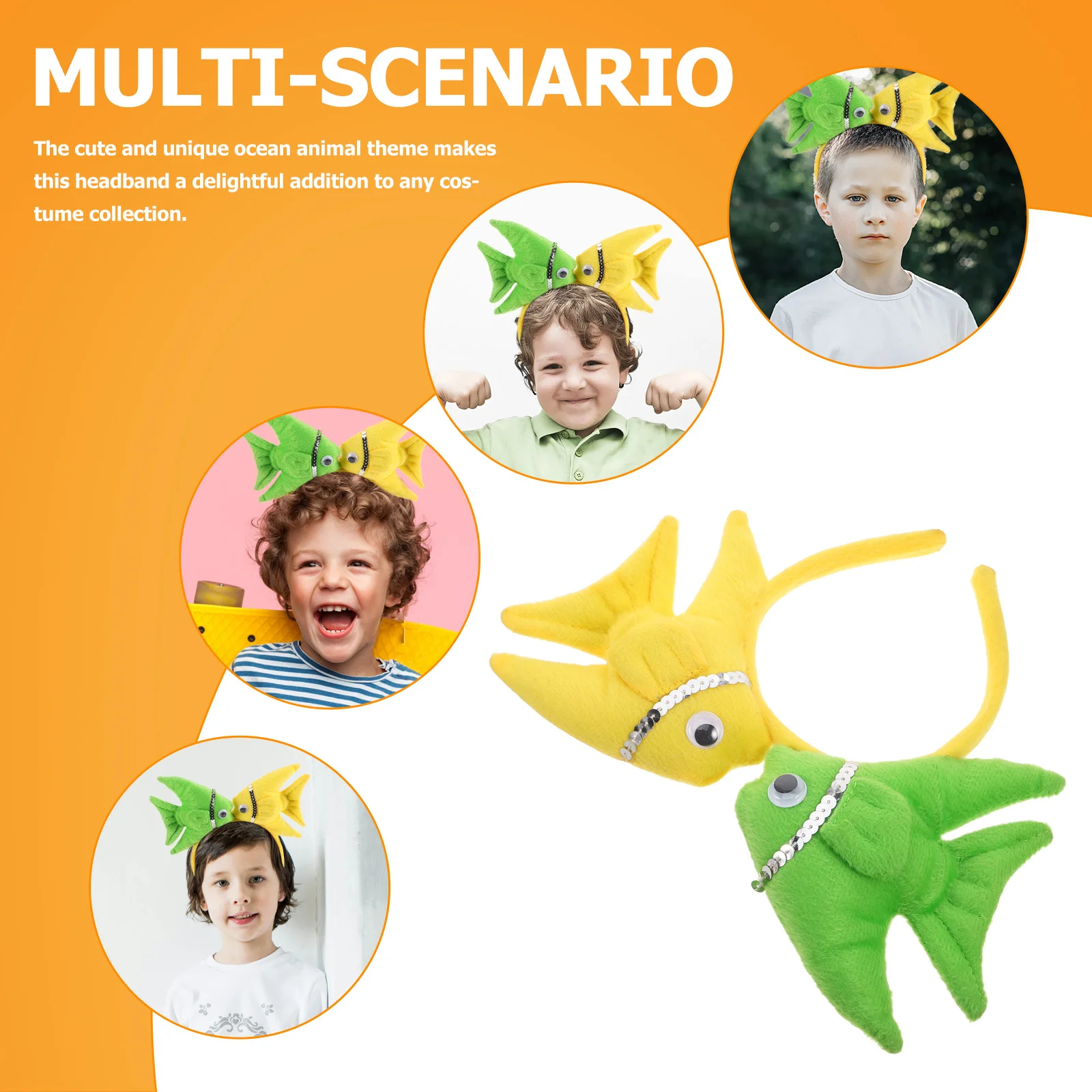 어린이를위한 금붕어 머리띠 3D 디자인 만화 물고기 머리 후프 바다 테마 머리띠 박제 물고기 모양의 코스프레