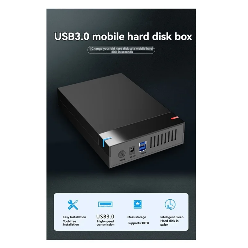3 Set Casing HDD SATA Ke USB 3.0 3.5 Inci-Penutup Hard Drive Eksternal, Transfer Data, Kotak HDD untuk PC dan Laptop Steker UE
