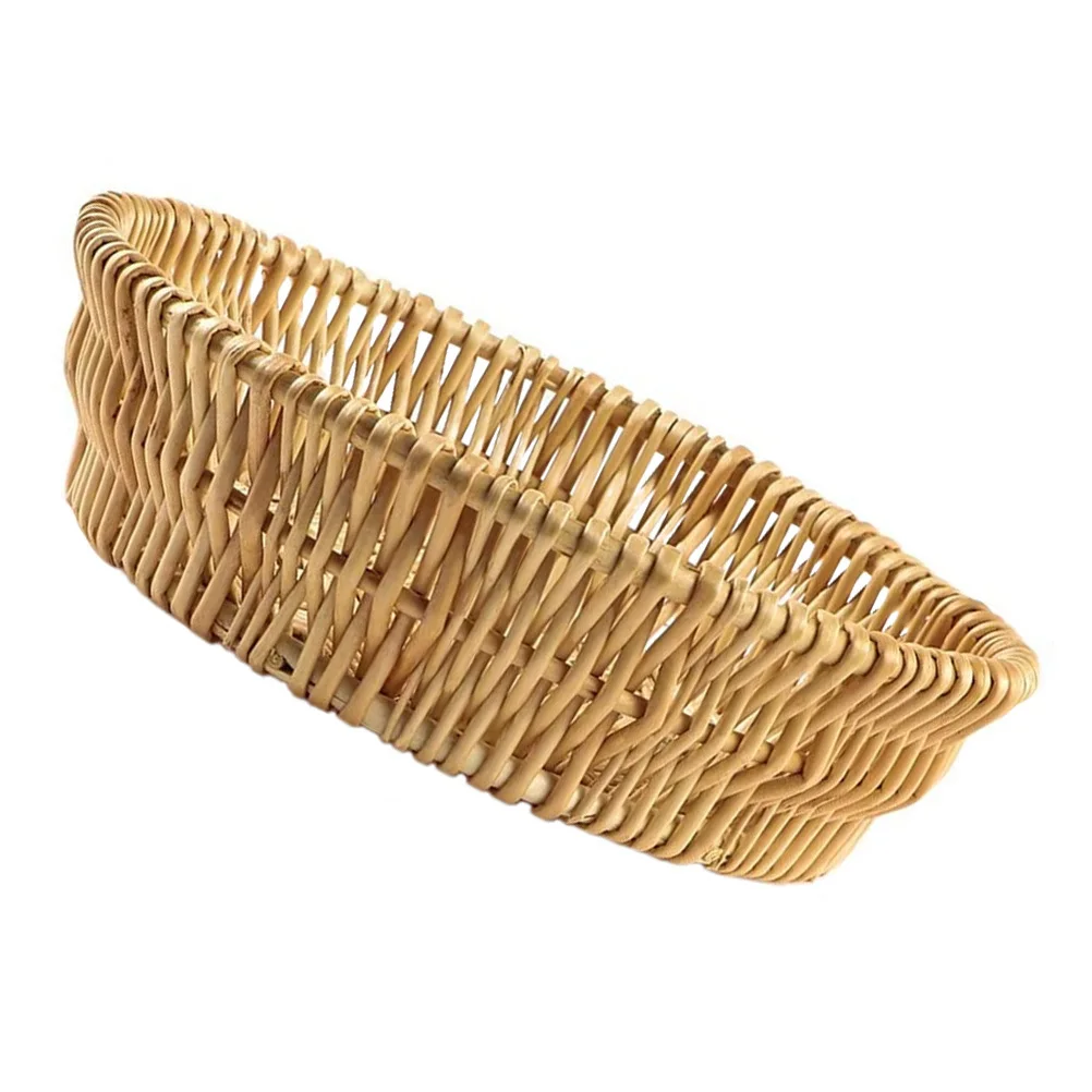 

Wicker Woven Storage Basket Desktop Practical Storage Organizer for Chargers Cosmetics Cables Table Organizer Basket