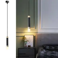 LED Pendant Lamp Cylinder Black Hanging Lamp With Battery, Dimmable with Remote Control, Hanging Lamp Battery Operated Bedside