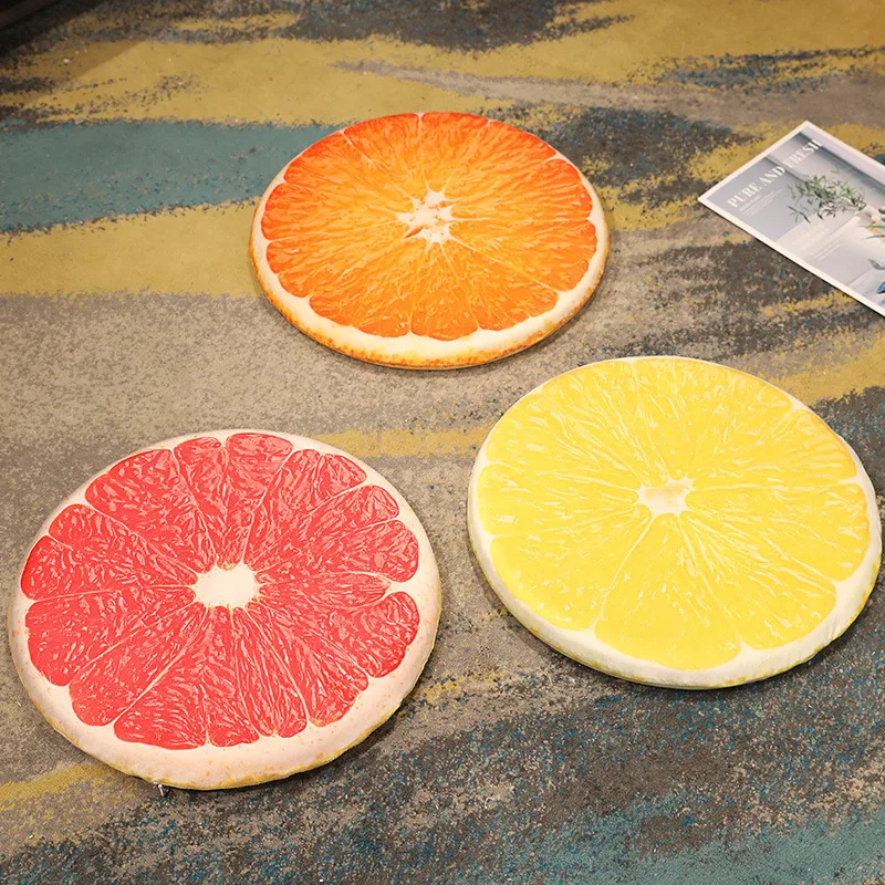 40CM New Cute Fruit Plush Pillow Like Real Round Shaped Food Plush Soft Creative Funny Seat Cushion Head Pillow Floor Decor