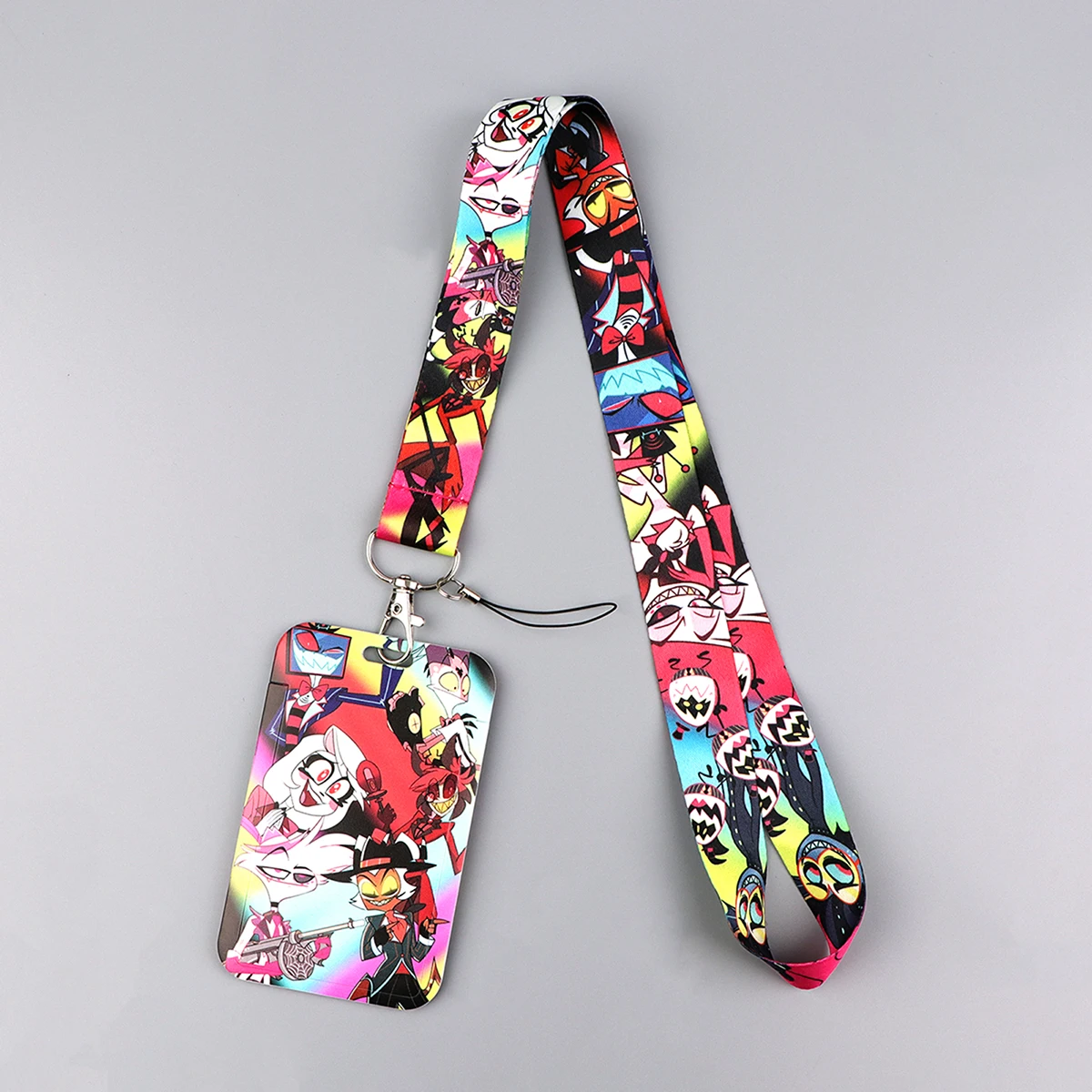 LX1326 Cartoon Demon Girl Lanyard Keychain ID Credit Card Cover Pass Mobile Phone Charm Neck Straps Badge Holder Key Accessories