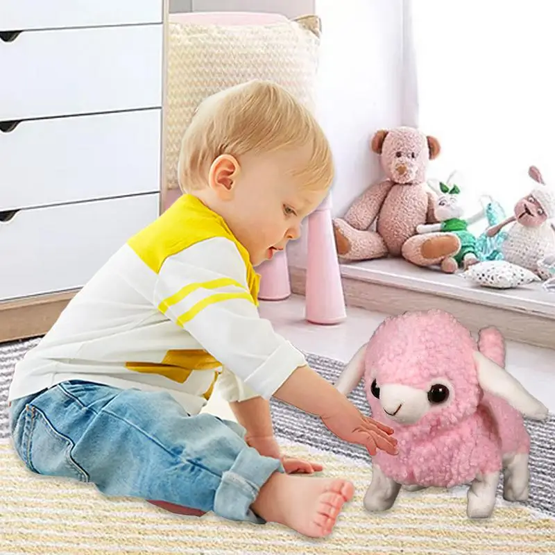 روبوت الحيوان واقعية الكهربائية التفاعلية محاكاة الرسوم المتحركة لعبة خروف أفخم المحمولة النوم الحيوانات الأليفة الأصدقاء لعيد الفصح