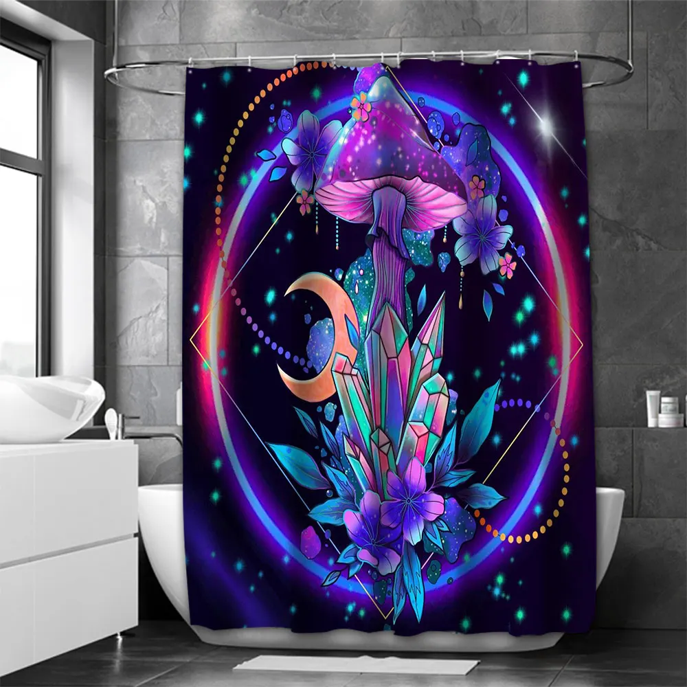 Psychedelic Shower Curtain Horrible Witch Bath Sets Waterproof Non-Slip Bathroom Rug Toilet U  With 12 Hooks Home Deco