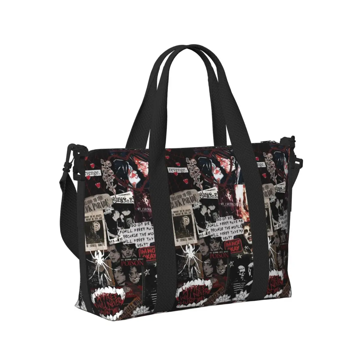 

My Chemical Romance Band Beach Travel Bag Large Capacity Tote Bags for Gym Sport Women Shopping Duffle Shoulder Bag