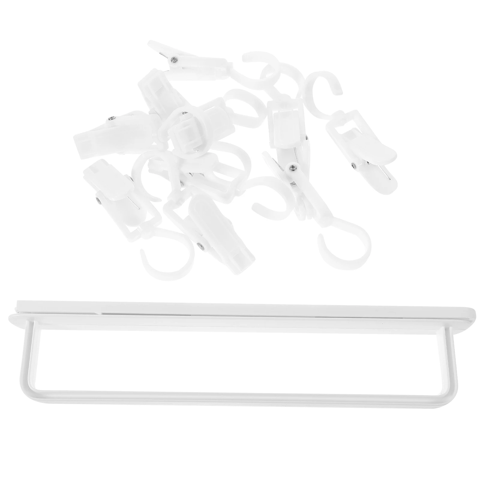 

Sliding Multi Clip Hanger Wardrobe Clothes Rack Extendable Retractable Rod ABS Strong Free Adhesive