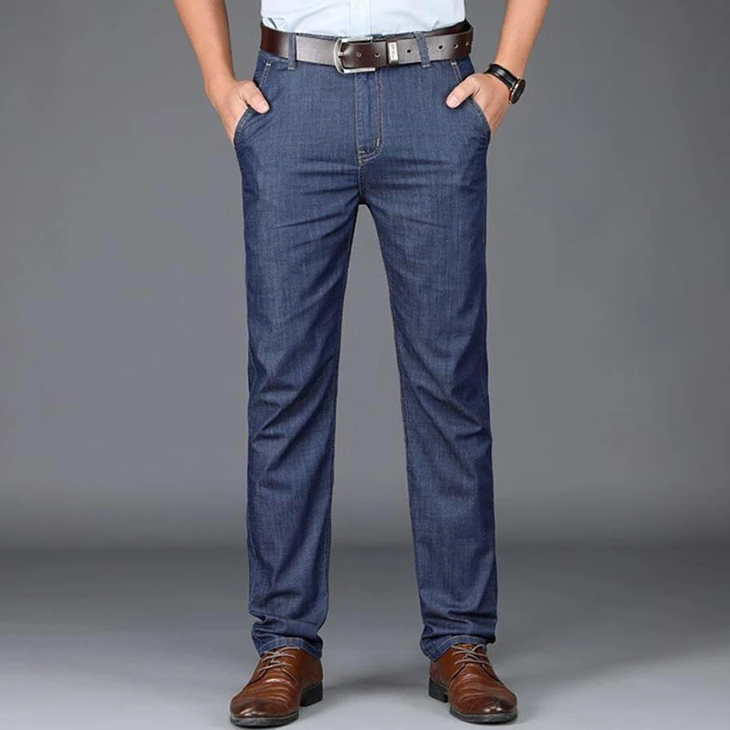 Jeans droits à fermeture éclair pour hommes, poches boutonnées, monochromatique, bureau, taille haute, vêtements d'été, nouvelle mode, FJM, 2024