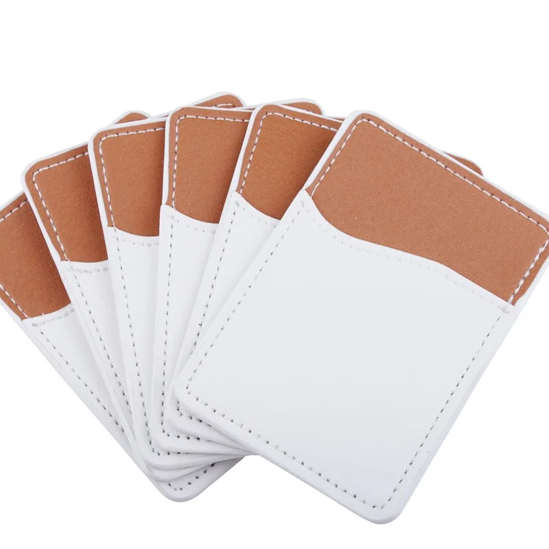 10pcs Sublimation Blank PU Leather Card Holder Printable Stickers Heat Press DIY For Phone Wallet Card Holder