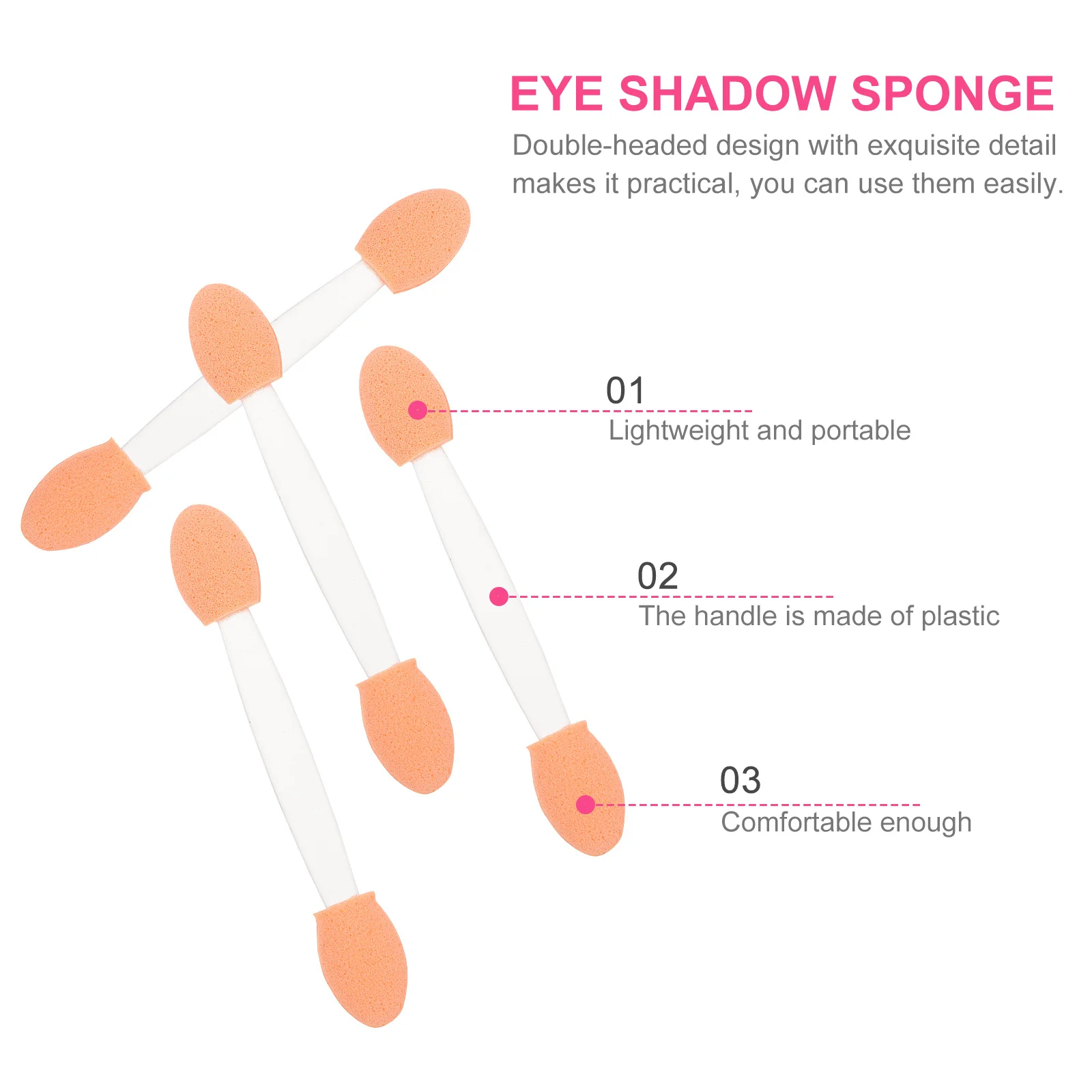 

100 Pcs Eye Shadow Brush Double Ended Sponge Dual Eyeshadow Plastic Makeup Applicator