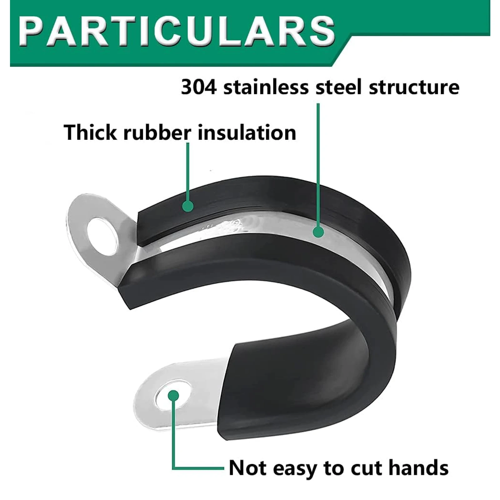 6/12pcs Rubber Cushion Pipe Clamps ,Stainless Steel Cable Clamps