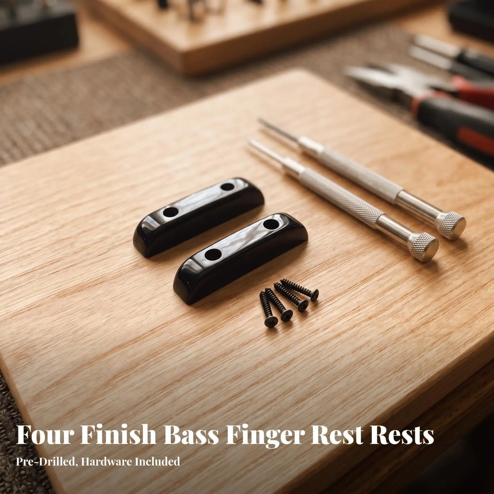 Bass Guitar Finger Rest Thumb Support Black Plastic with Screws Ergonomic Low Profile Design for Comfortable Hand Stability