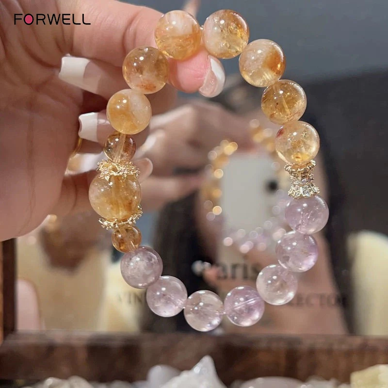 

FORWELL Natural Two-Color Crystal Bead Bracelet Niche Design Natural Bracelet as a Beautiful Symbolic Gift for Family Friends