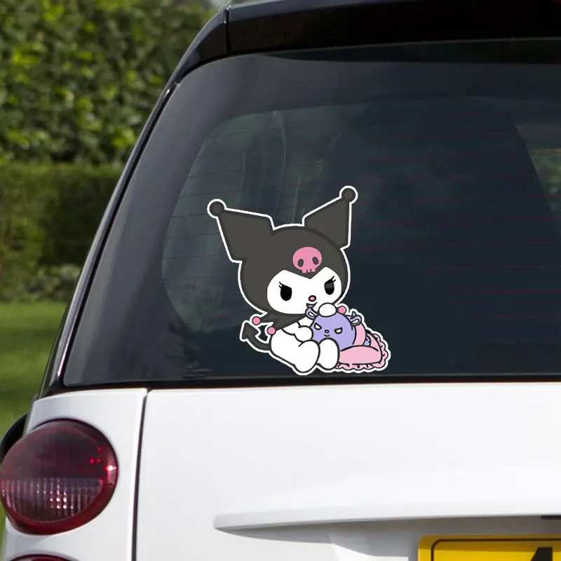 Sanrio Car Body Helmet Notebook Sticker Decorative Pvc Waterproof Kuromi Cartoon Cute Car Scratch Blocking Accessory Gift