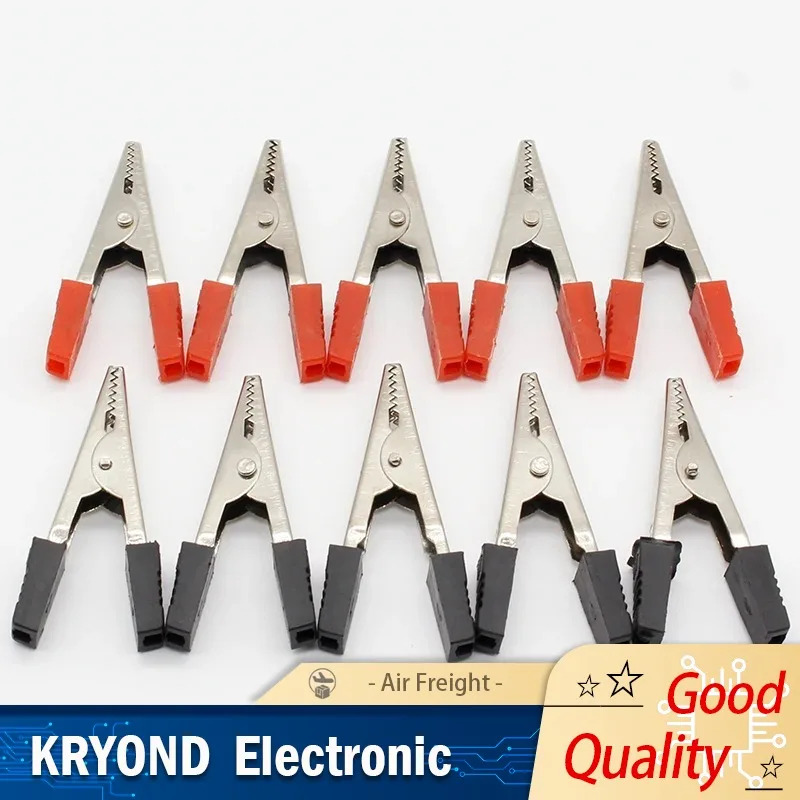 10Pcs 5cm Red + Black NEW Electrical Tool Alligator Clips Battery Clip Crocodile Car Caravan Van Battery Test Lead Clips 50mm