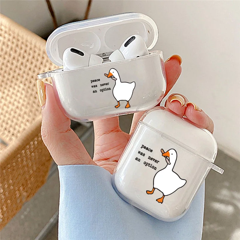 Cute Cartoon Duck Earphone Cases For Airpods 4th 2 1 3 Pro 2  Headphone Cover For Apple Air Pods Pro Airpods3 Clear Shell Fundas