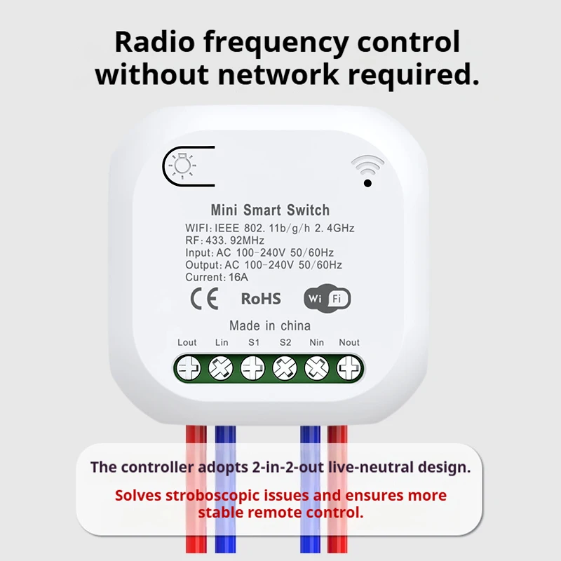 مفتاح RF433 اللاسلكي الذي يعمل بالطاقة الذاتية وتطبيق Tuya Smart WiFi Switch التحكم عن بعد دون إعادة الأسلاك تركيب مجاني