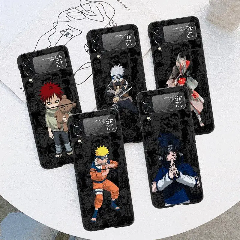 Cool Anime NARUTOS Case for Samsung Galaxy Z Flip 4 3 5 5G Flip Shockproof Capa 6.7 Inches Black Hard PC ZFlip 4 Phone Cover