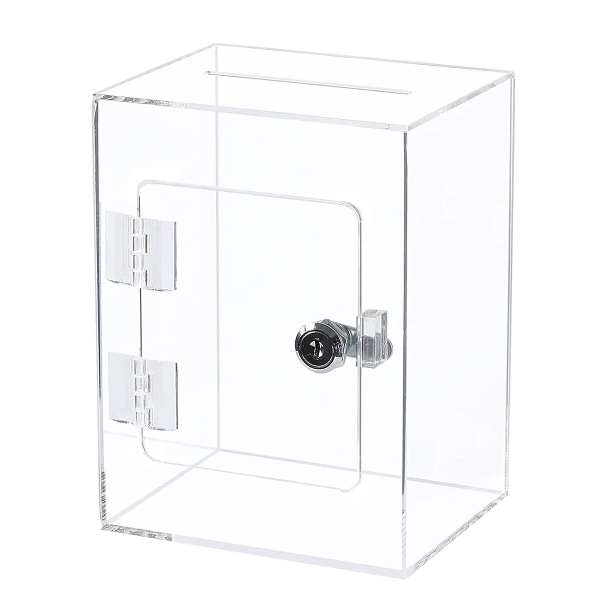 Acrylic Donation Ballot Box- Tip Jar For Money with Lock Key Suggestion Box Comment Box Vote Box