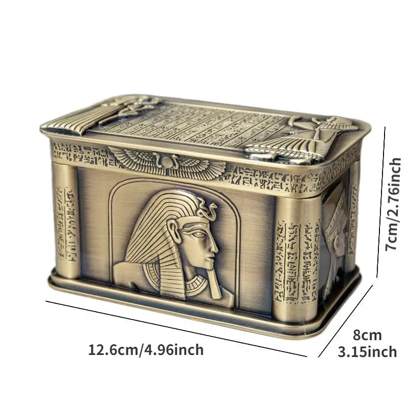 1Pc Vintage Egypt Pharaoh Metal Relief Jewelry Box Egyptian Gift Storage Case Home Art Craft Decoration Organizer Casket Chest