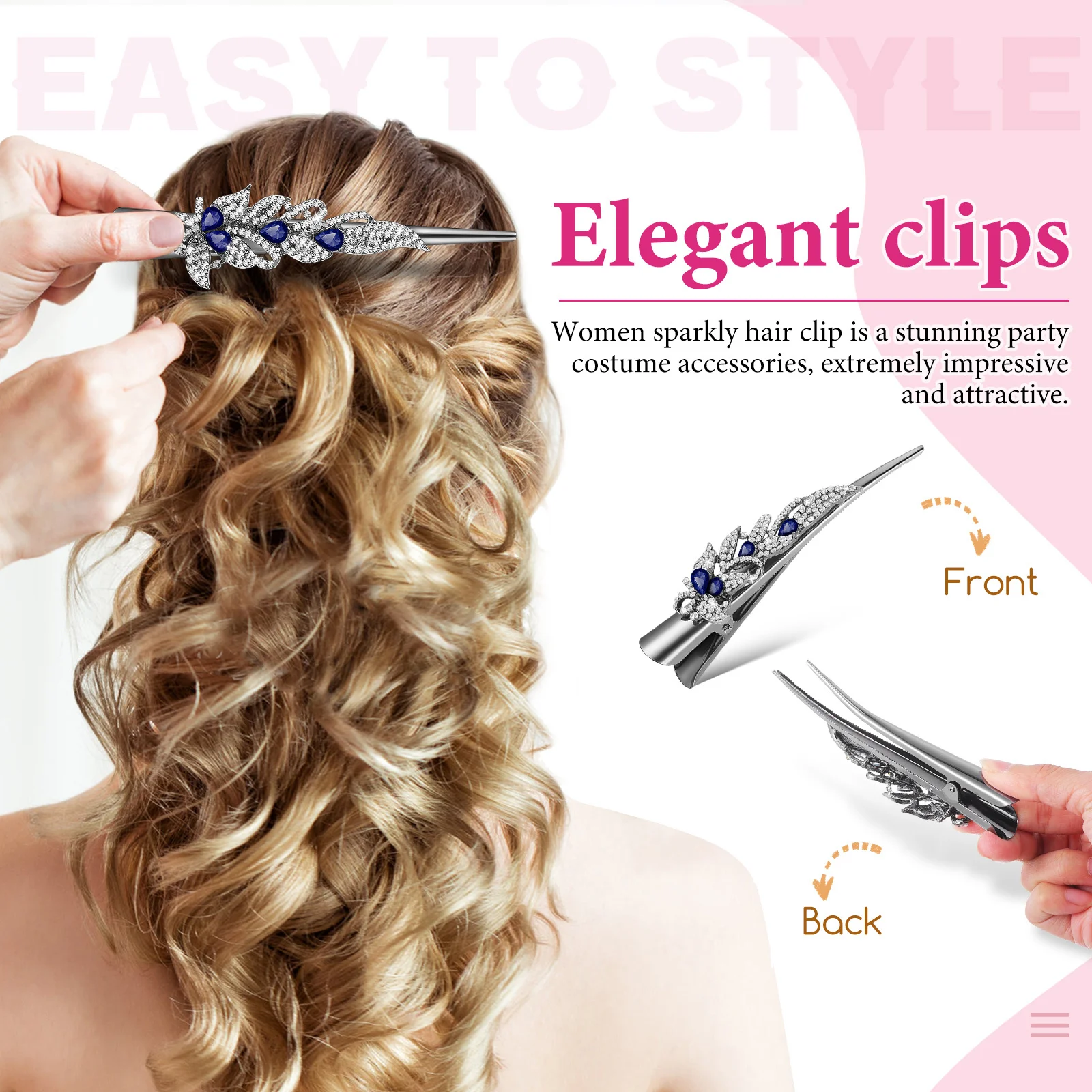 بلينغ كريستال التمساح مشبك شعر سباركلي منقار البط باريت ملحق الزخرفية لحفل زفاف الاستخدام اليومي مشبك شعر التمساح