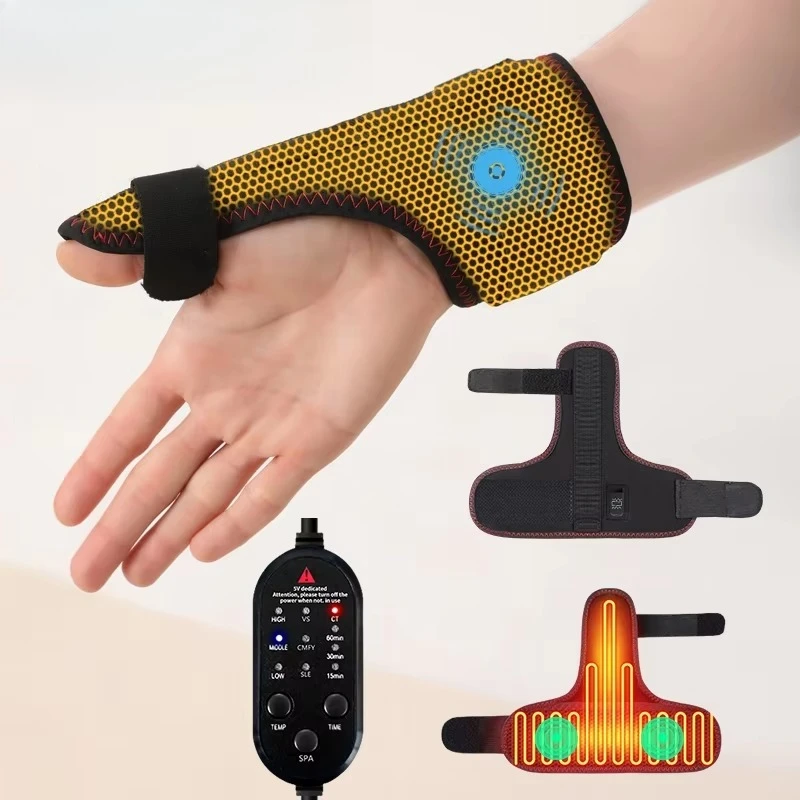 Heating Masage Thumb Wrist Support Brace Electric Heated Finger Pad Thumb Stabilizer for Carpal Tunnel Relief Finger Massager