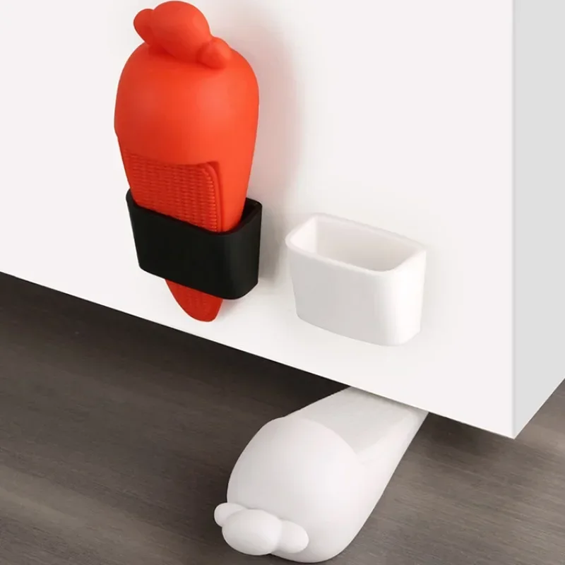 Carrot Silicone Door Stop Door Bottom Clearance Within 0.98" Door Wedge Stoppers Floor Works On All Floor Types With Holder