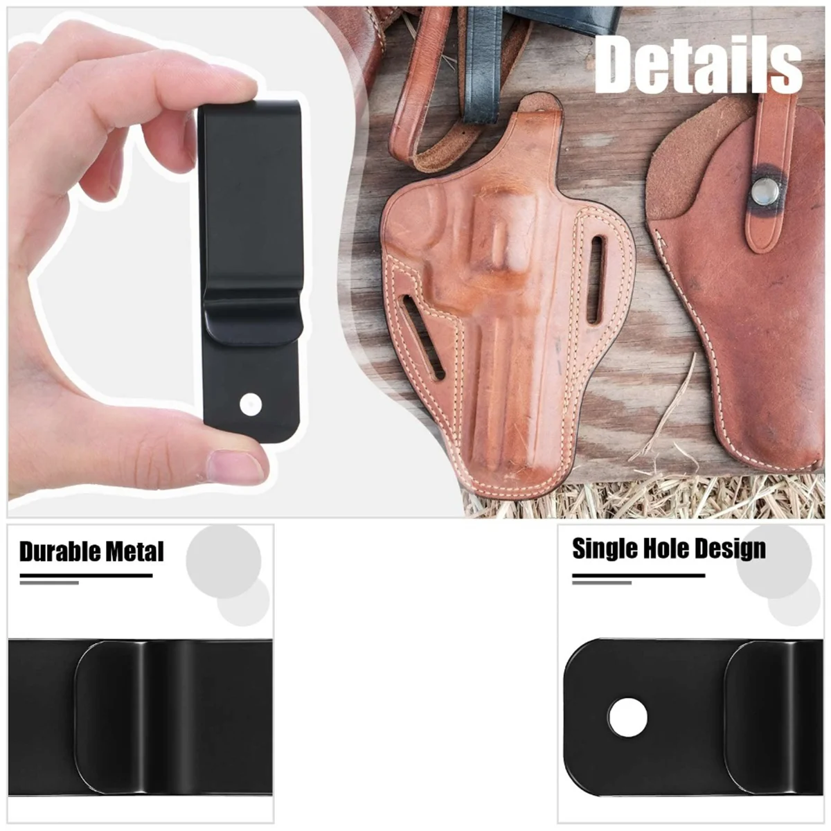 ABNJ 10-Piece Metal Belt & HolsterClips Single Hole Spring Buckle Knife Sheath Clips Black DIY Craft Hooks