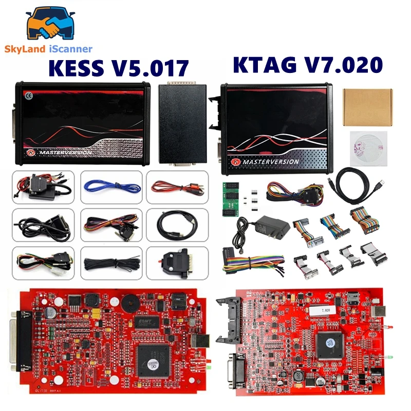 Best Quality ECU Programmer 2.80 KESS V5.017 KTAG V7.020 EU Red K-TAG V7.020 4 LED 2.25 SW Online Master K-ESS 5.017 OBD2