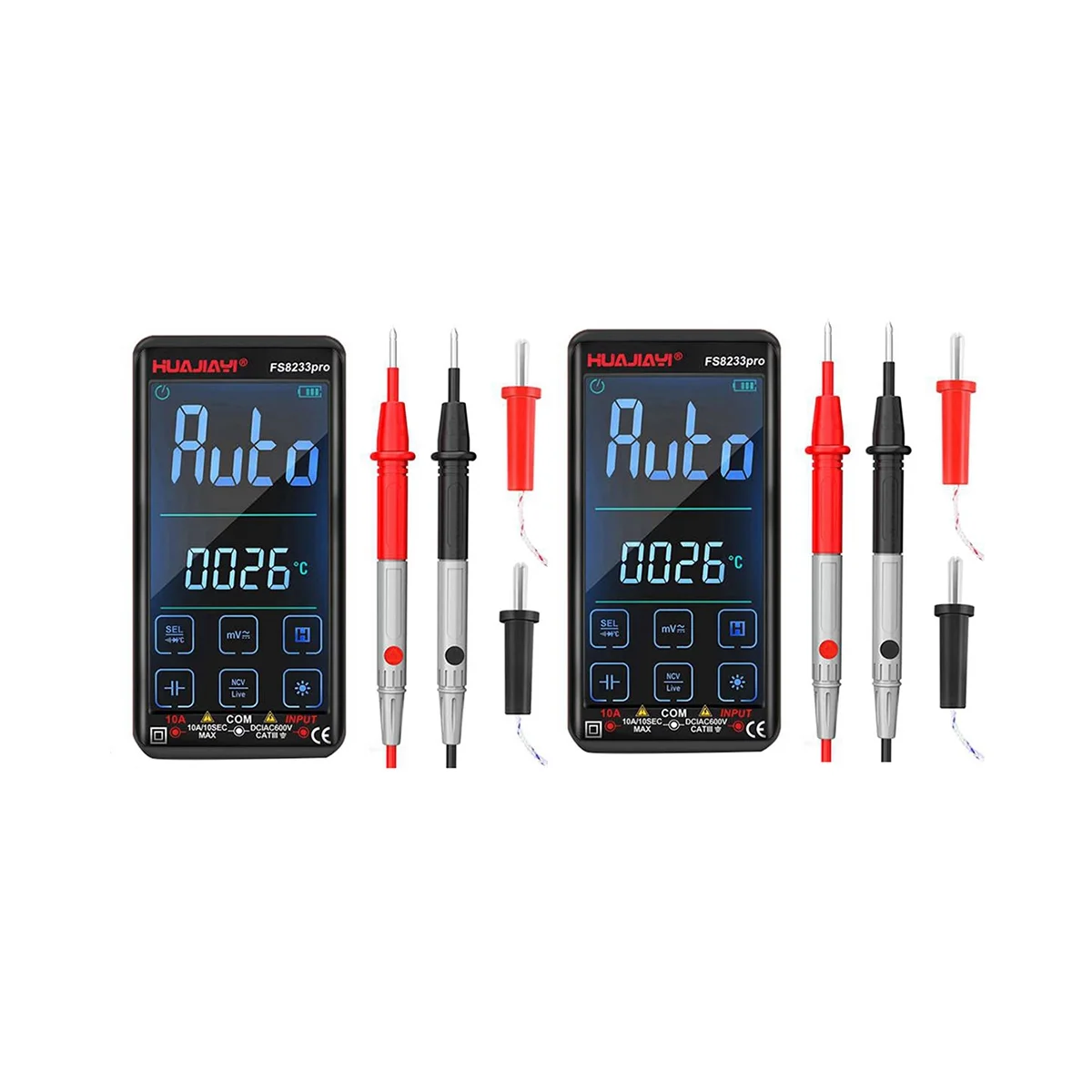 

Цифровой мультиметр FS8233Pro, мультиметр с сенсорным экраном, транзистор, 9999 отсчетов, истинное среднеквадратичное значение, Автоматический диапазон, Измеритель постоянного/переменного тока, 2 шт.