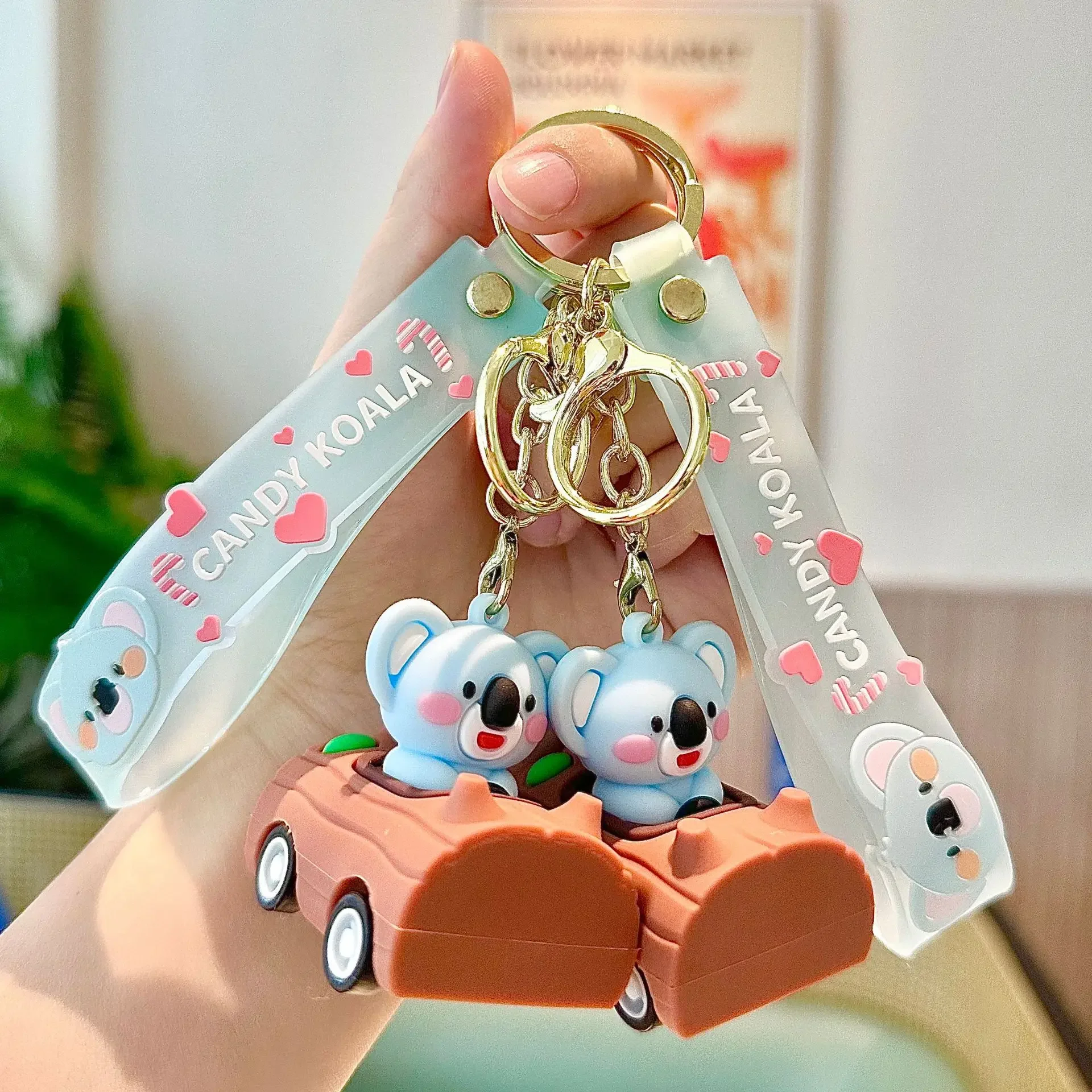 Llavero creativo de Koala para coche, llavero colgante de dibujos animados, bolsa de coche para pareja, soporte de etiqueta para niños, regalos de fiesta de cumpleaños para amigos