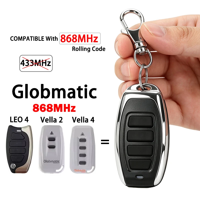 Globmatic Vella2 Vella4 LEO 4 Replacement Remote Control 868MHz Code Grabber for Electric Gate Garage Door Remote Door Opener
