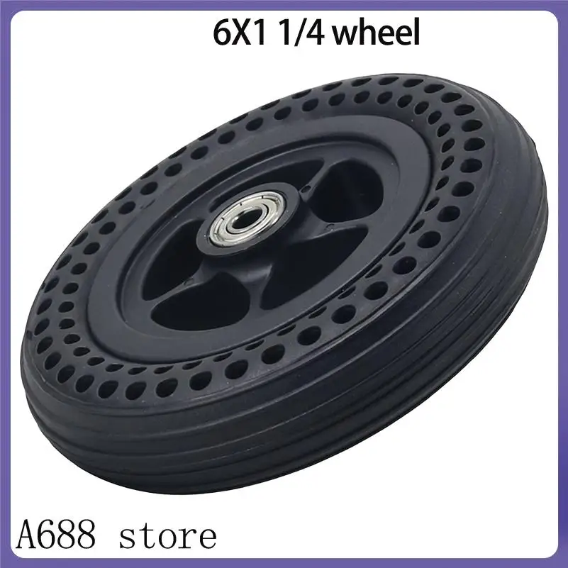 

6-Inch Front Wheel Solid Tire Replacement for Scooters Non-Inflatable Honeycomb Design 6x1 1/4 Size