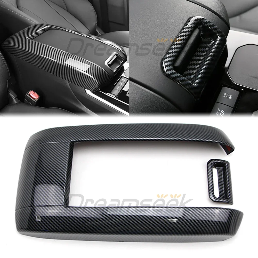 

Внутренняя центральная консоль автомобиля, подлокотник, ручка, накладка, комплект для Toyota Highlander XU70 2020 2021 2022 2023, стиль из углеродного волокна