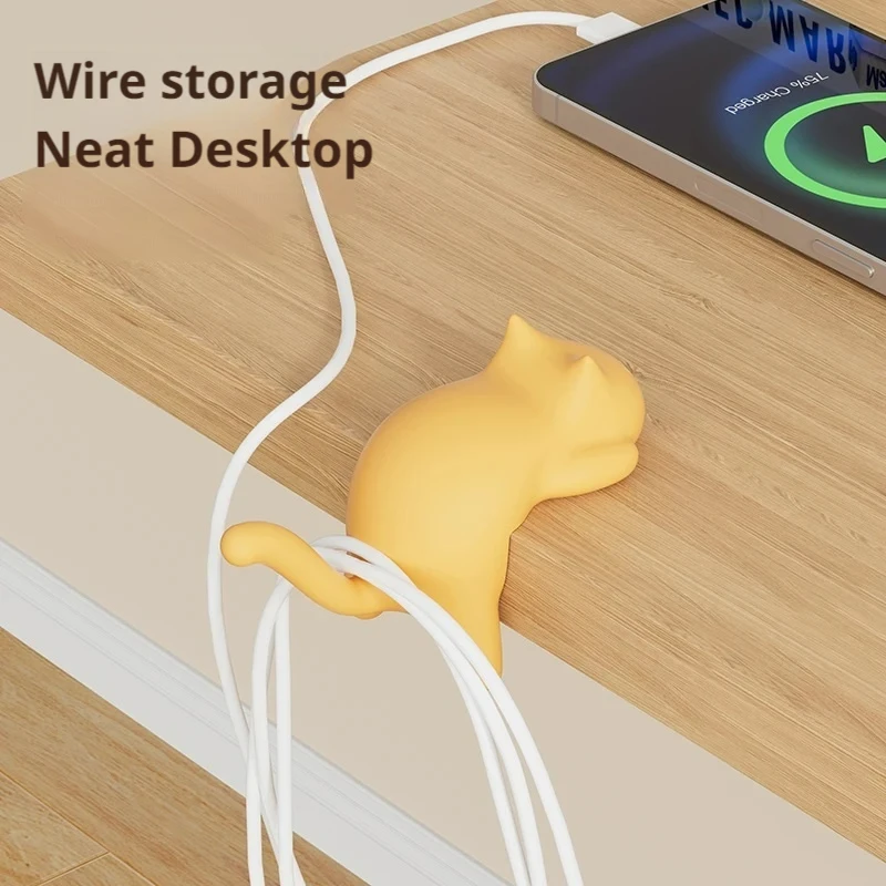 1pc Desktop Hooks Key Holder Cute Cat-Shaped Hooks Desk Ornament Kawaii Office Bag Storage Hooks Table Edge Keychain Hooks
