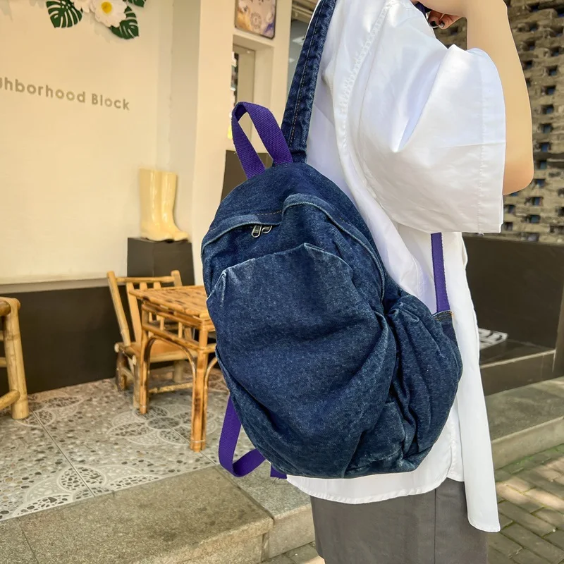 Small Women's Backpack Female Schoolbag Bagpack Fashion Denim Backpacks for School Teenagers Girls Mini Woman Rucksack Mochila